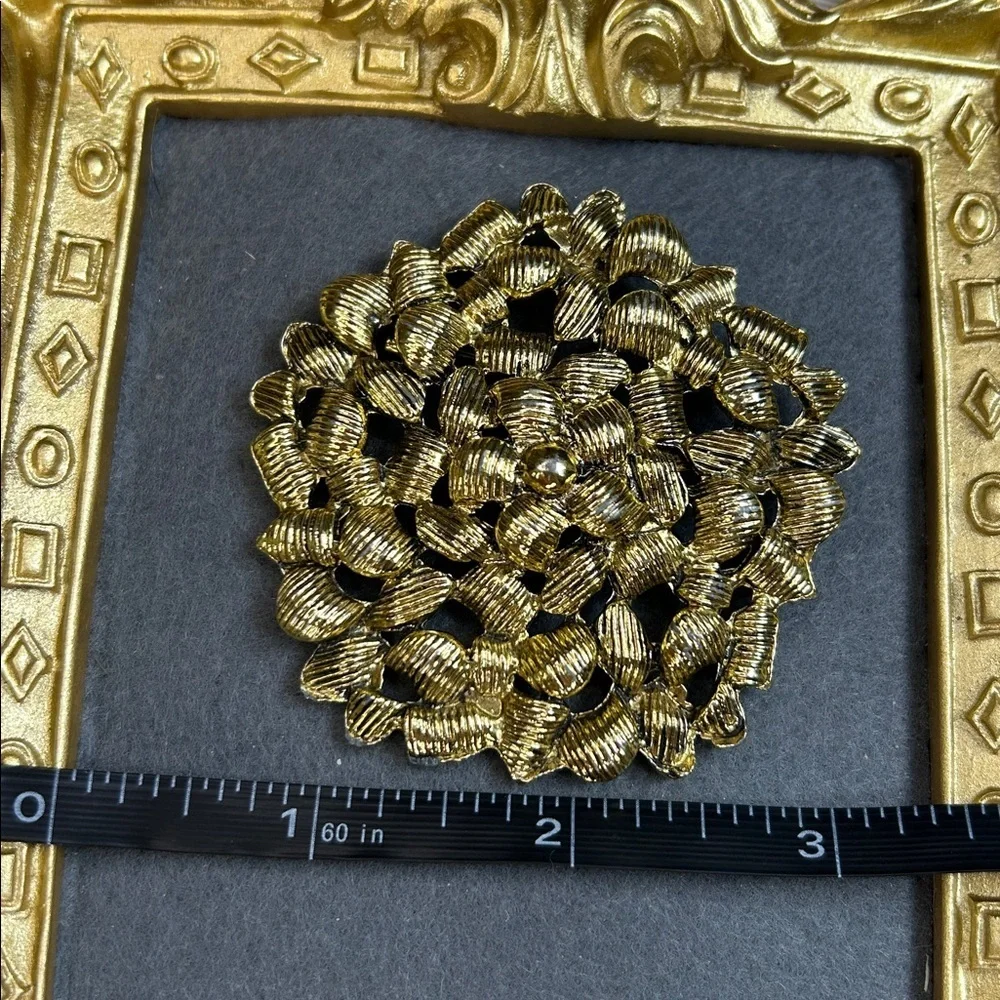 Vintage Large Gold Textured Brooch